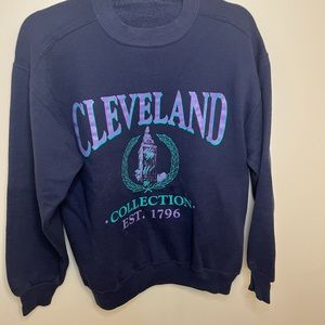Vintage 1980s Cleveland hoodie unisex size small. Navy blue.